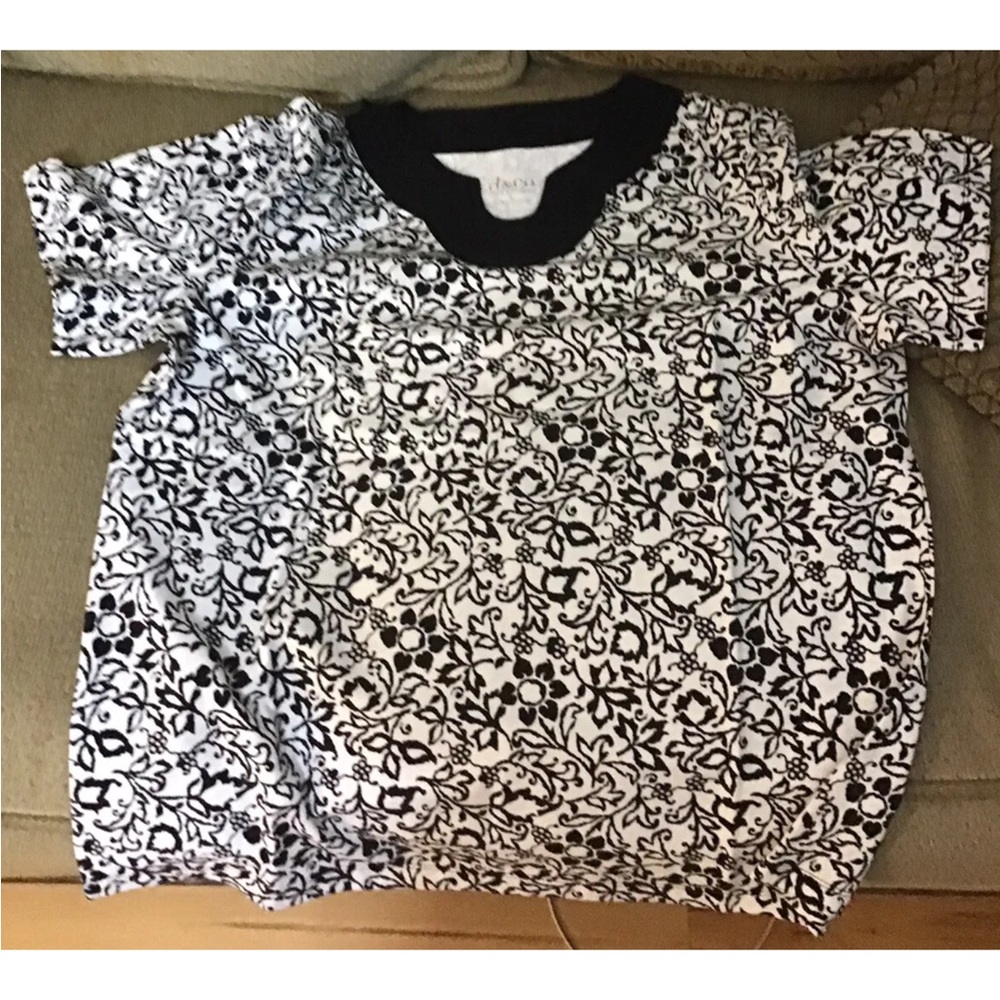 Denim & Co D & Co - Size L- Black White Short Sleeve Cotton Top New In Pack.